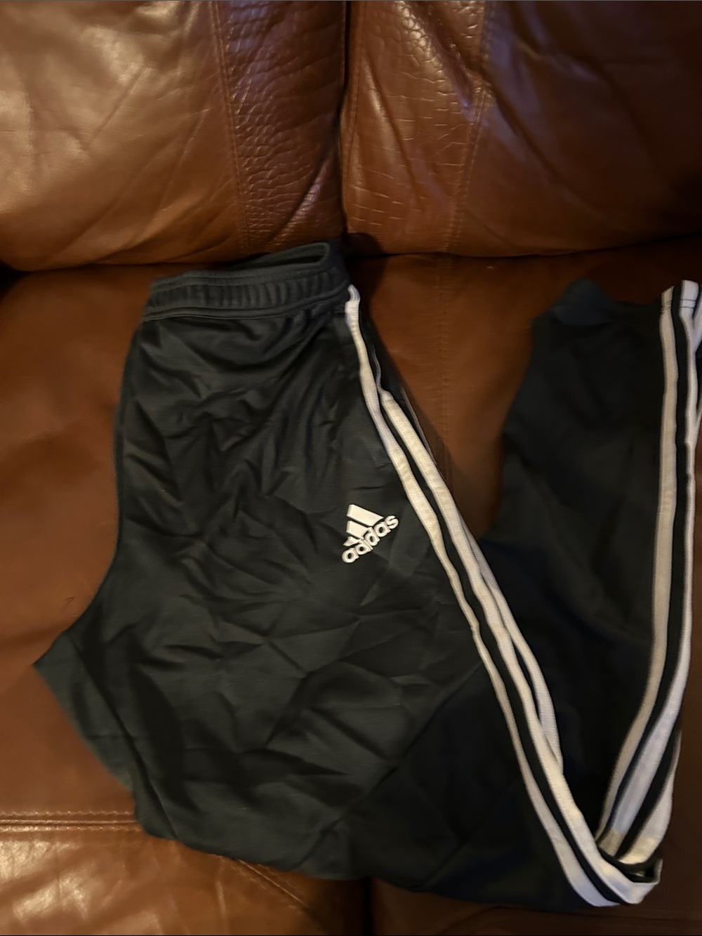 adidas Black Jogger Pants with White Triple Stripes - Kids